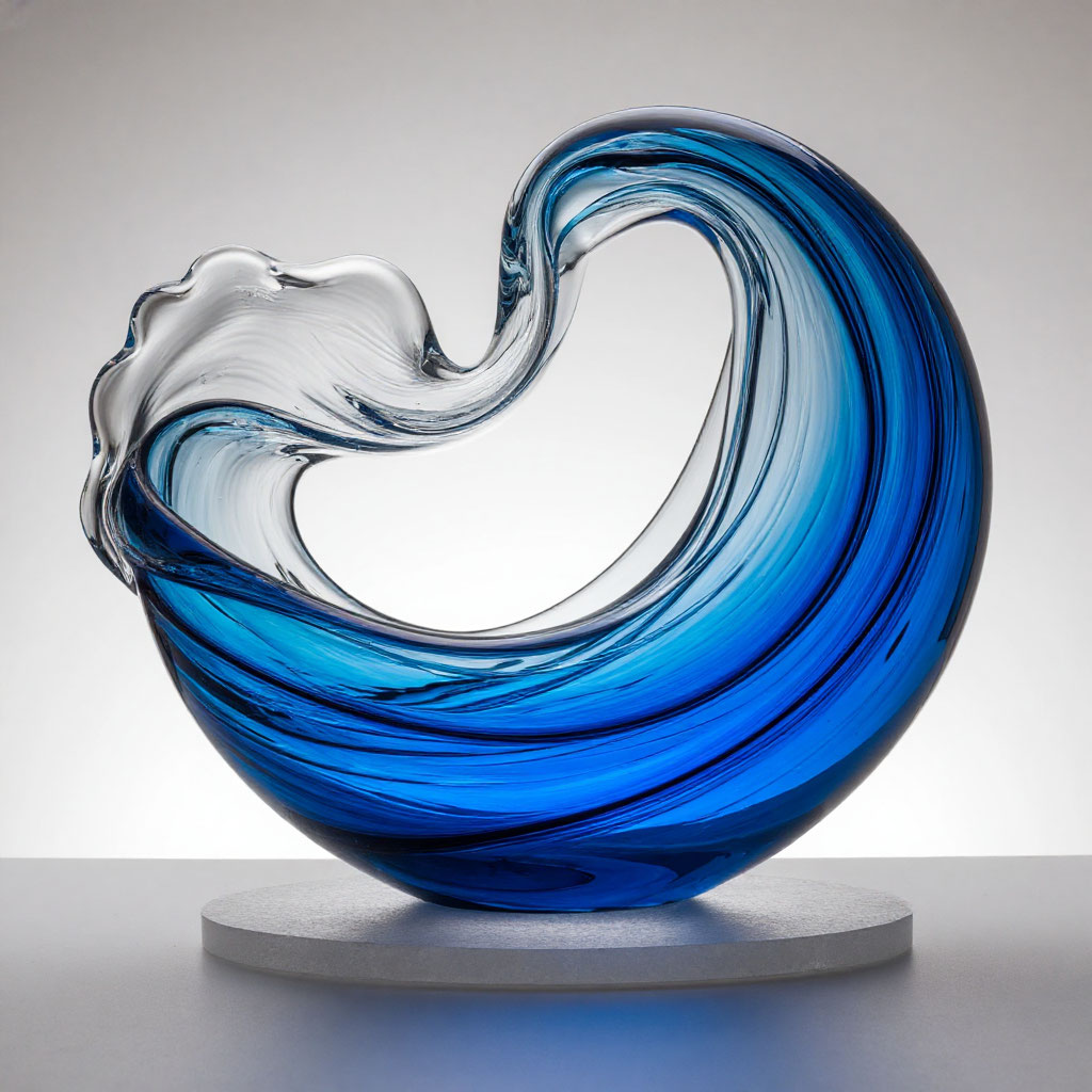 Skulptur Wellenspiel - Mundgeblasene Glasskulptur mit Wellenformen
